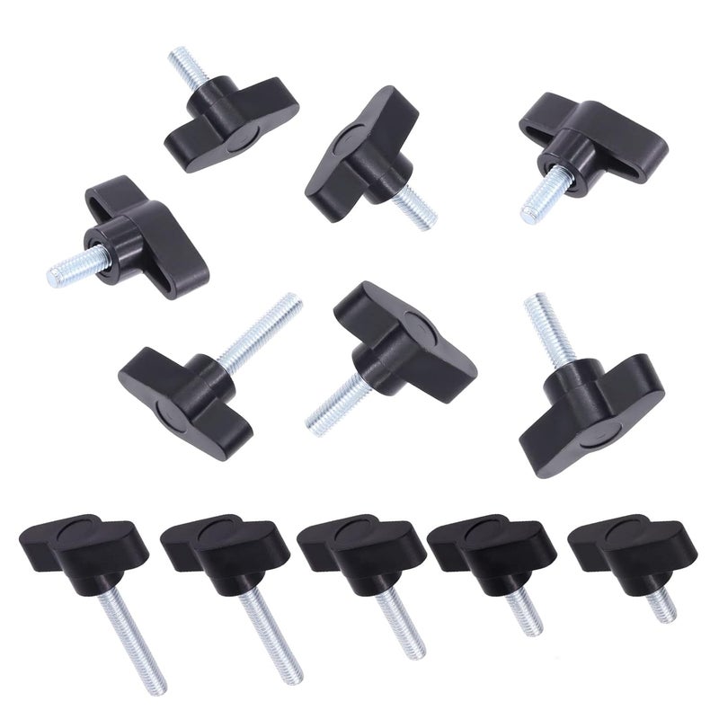 Keadic 20 Pcs M6x20 Clamping Screw Knob Thumb Screws, Carbon Steel 36# Threaded Knurled Thumbscrew Screw on Tee Wing Plastic Knob (1/4”x 25/32”) - Image 1